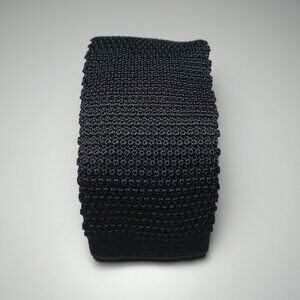 Ralph Lauren RRL Woven Black Silk Square Knit Tie Made In Italy, Size 54 inches